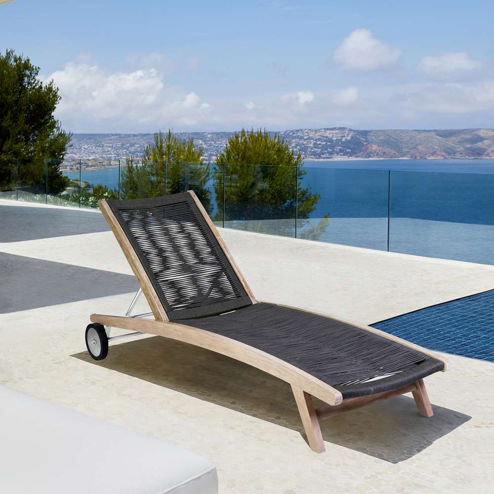 Armen Living - Chateau Outdoor Patio Adjustable Chaise Lounge Chair in Eucalyptus Wood and Charcoal Rope - 840254336049 veiw 7