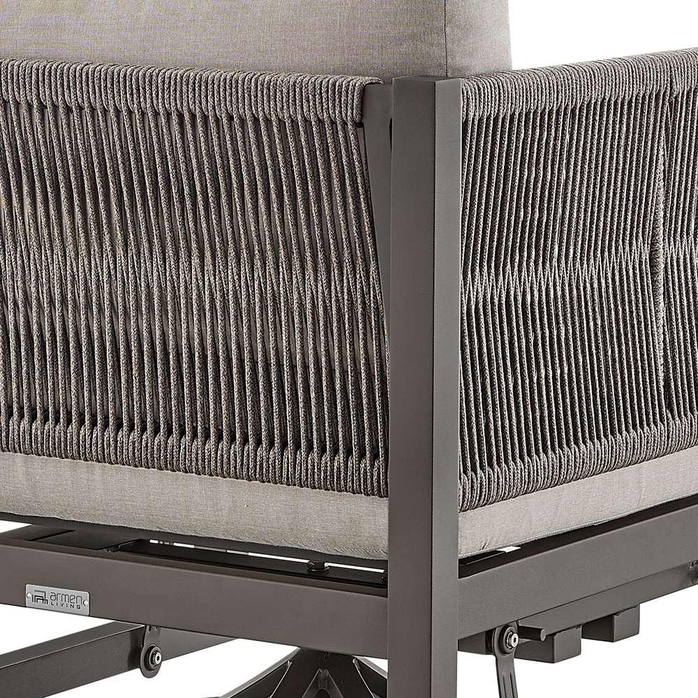 Armen Living - Cuffay Outdoor Patio Swivel Glider Lounge Chair in Dark Brown Aluminum with Cushions - 840254332461 veiw 6