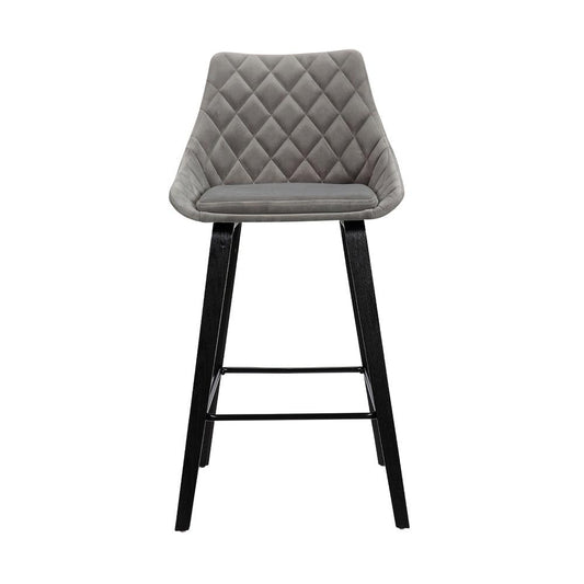Armen Living - Dani 26in Gray Velvet Barstool in Black Brushed Wood Finish - LCDIBABLGR26 veiw 2
