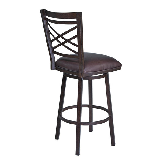 Armen Living - Fargo 26in Barstool in Auburn Bay finish with Brown Pu upholstery - LCFA26BABR veiw 2