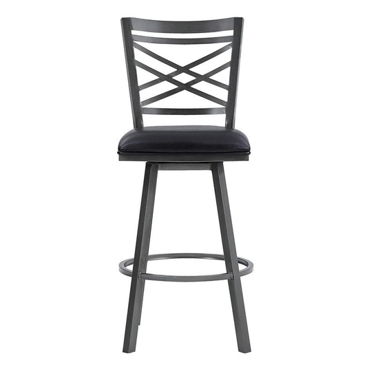 Armen Living - Fargo 30in Counter Height Metal Barstool in Mineral Finish with Black Faux Leather - LCFA30BAMFBL veiw 2