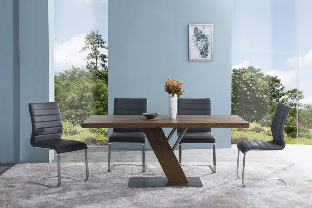 Armen Living - Fusion Contemporary Side Chair In Gray and Stainless Steel (Set of 2) - LCFUSIGR veiw 3