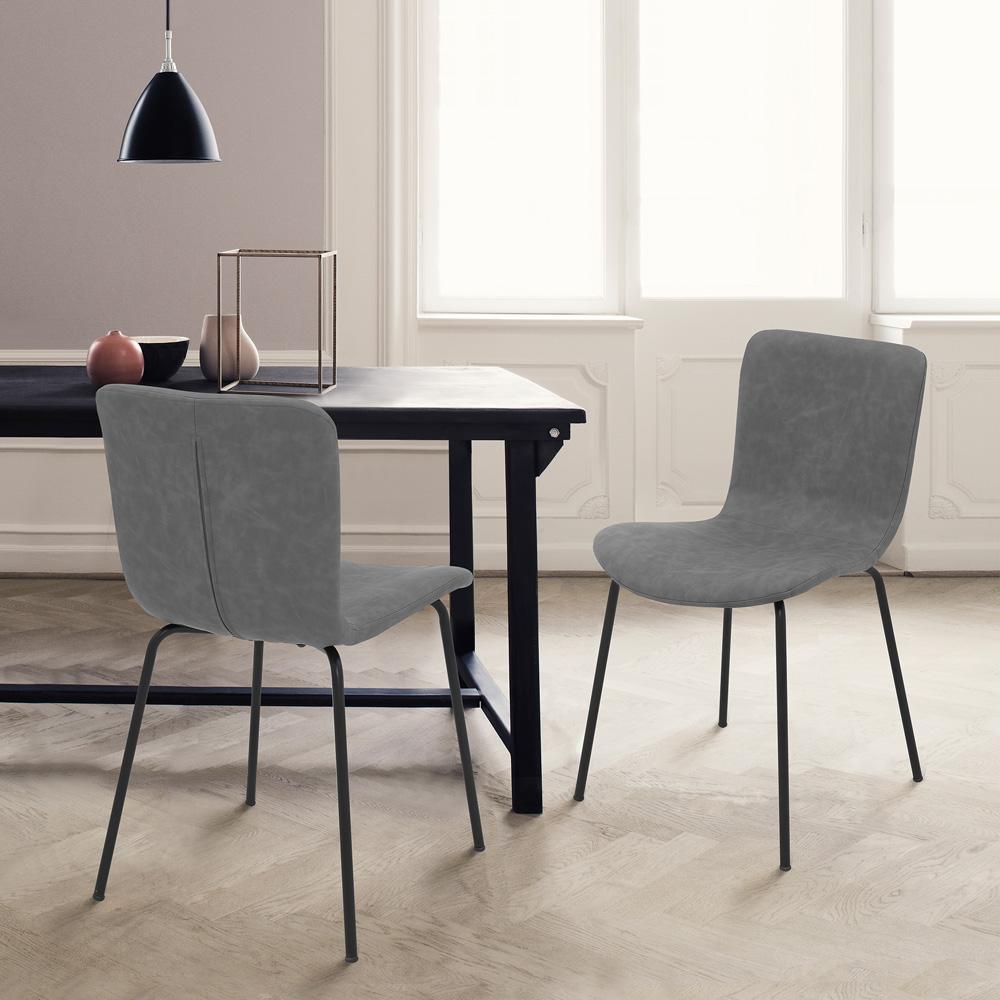 Armen Living - Gillian Modern Light Gray Fabric and Metal Dining Room Chairs (Set of 2) - LCGLSIBLCH veiw 7