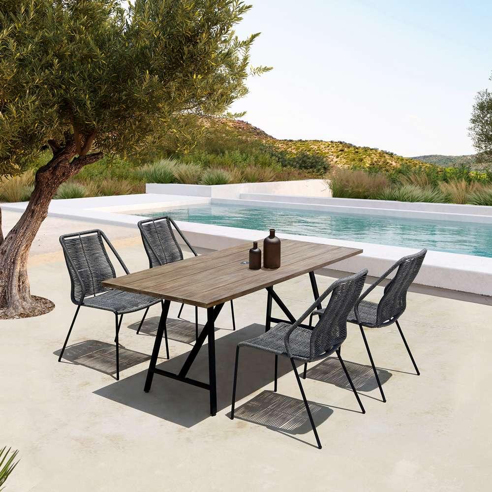 Armen Living - Koala and Clip 5 Piece Dining Set in Light Eucalyptus Wood and Metal with Grey Rope - 840254332331 veiw 8