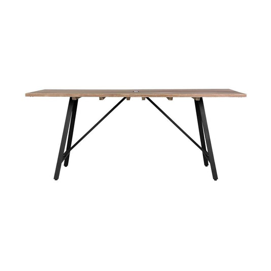 Armen Living - Koala Outdoor Patio Light Eucalyptus Wood and Metal Rectangle Dining Table - 840254332300 veiw 2