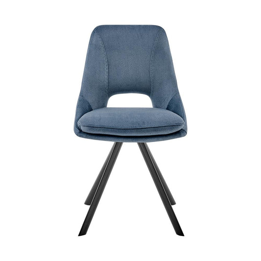 Armen Living - Lexi Dining Room Accent Chair in Blue Velvet and Black Finish (Set of 2) - LCLESIBLU veiw 2