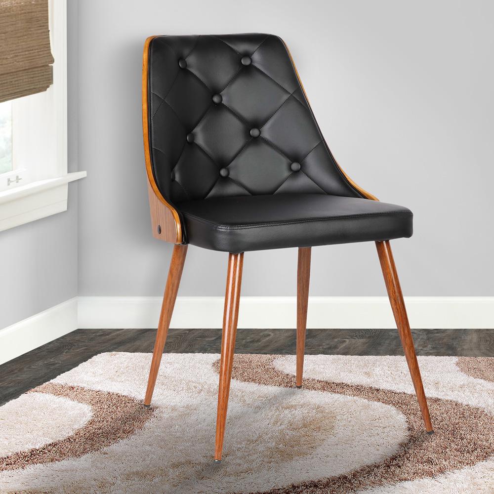 Armen Living - Lily Mid-Century Dining Chair in Walnut Finish and Black Faux Leather - LCLLSIWABL veiw 8