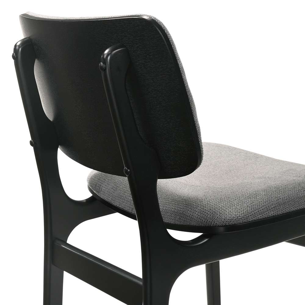 Armen Living - Lima Gray Upholstered Wood Dining Chairs in Black Finish (Set of 2) - LCLMSIGRBL veiw 6
