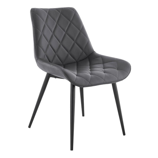 Armen Living - Loralie Gray Faux Leather and Black Metal Dining Chairs (Set of 2) - LCLRSIBLGR veiw 2