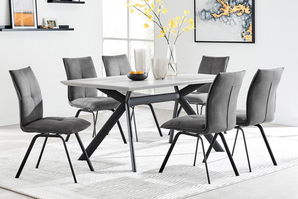 Armen Living - Margot Light Gray Rectangular Dining Table with Black Finish - LCMNDIGRY veiw 6