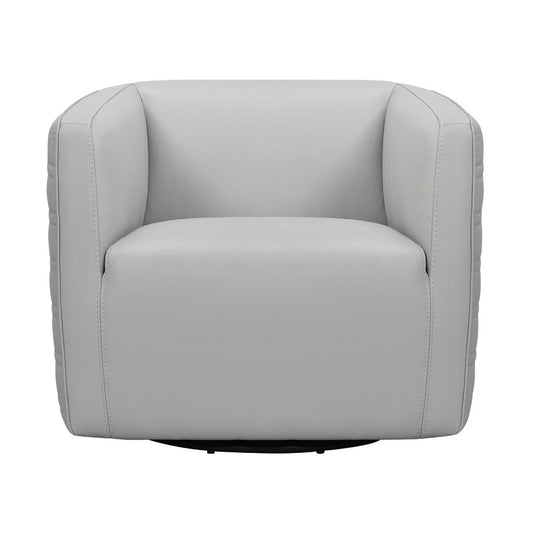 Armen Living - Melanie Swivel Dove Gray Genuine Leather Barrel Chair - LCMECHDV veiw 2