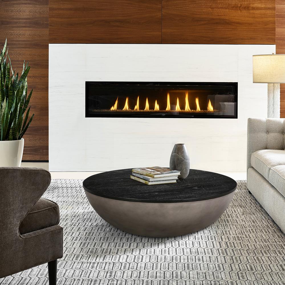Armen Living - Melody Round Coffee Table in Concrete and Black Brushed Oak - LCMFCOCCBL veiw 7