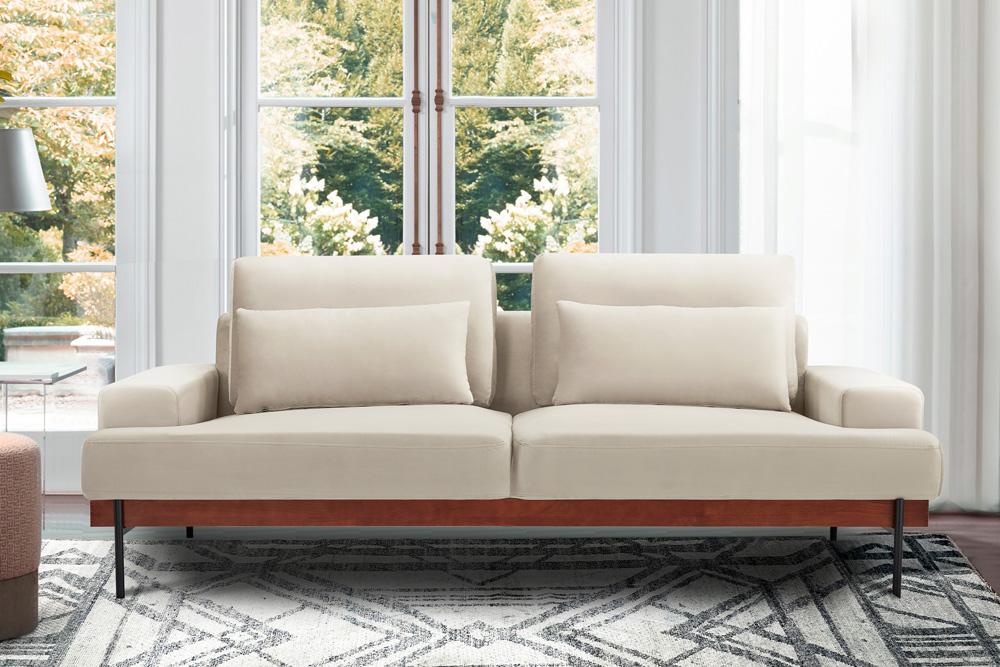 Armen Living - Monet 86in Mid-Century Modern Beige Velvet Sofa - LCMOSOBEIGE veiw 7