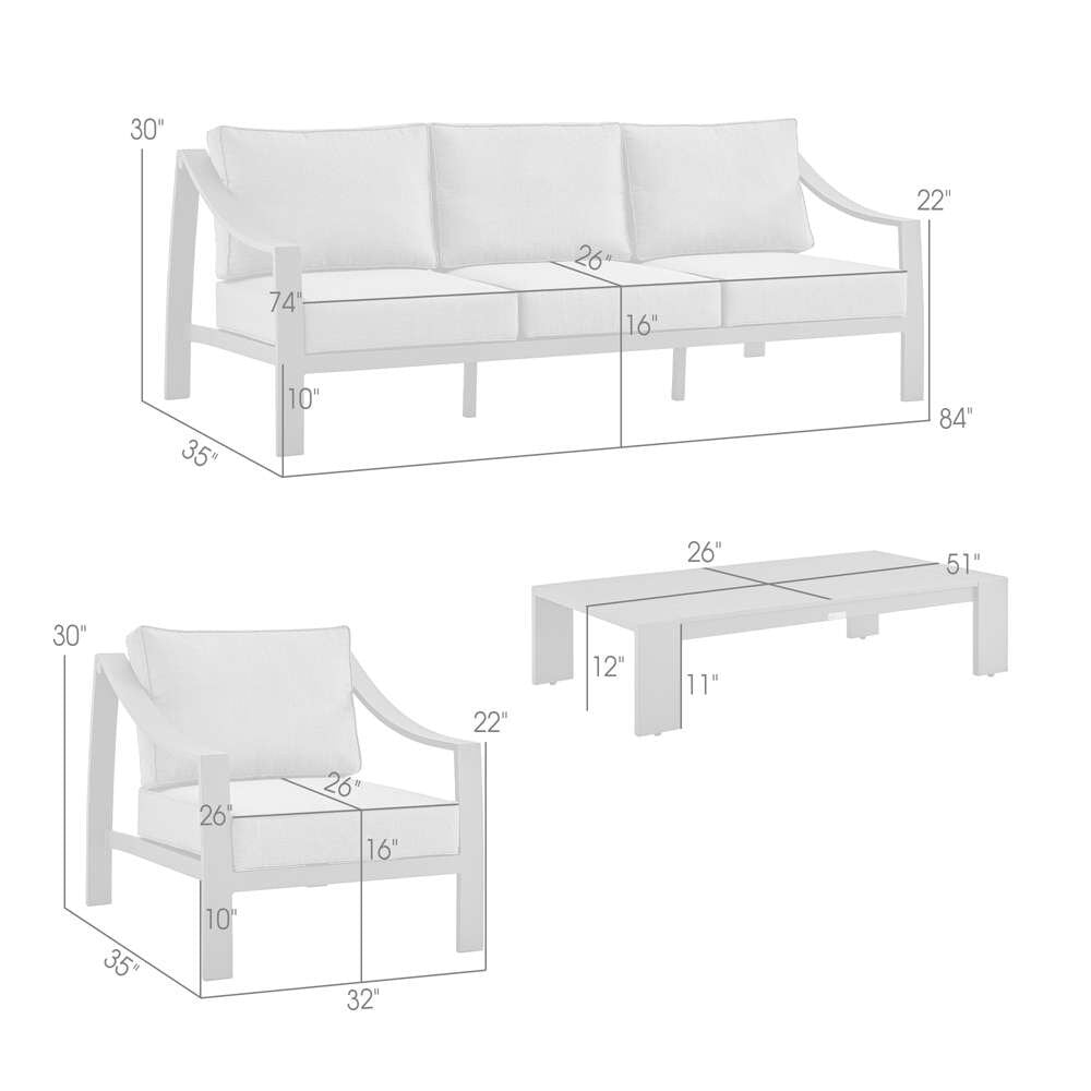 Armen Living - Mongo 4 Piece Outdoor Patio Furniture Set in Black Aluminum with Grey Cushions - 840254332423 veiw 9