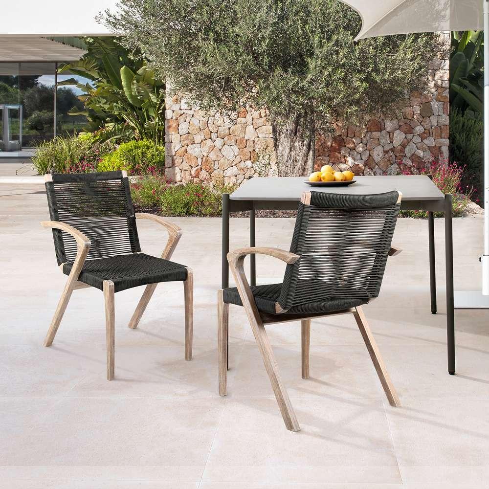 Armen Living - Nabila Outdoor Light Eucalyptus Wood and Charcoal Rope Dining Chairs (Set of 2) - 840254333413 veiw 8