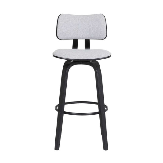 Armen Living - Pico 26in Swivel Black Wood Counter Stool in Light Grey Fabric with Black Metal - LCPIBABLKLTGR26 veiw 2