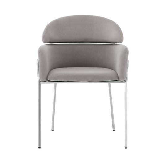 Armen Living - Portia Gray Velvet and Brushed Stainless Steel Dining Room Chairs (Set of 2) - LCPTSIGREY veiw 2