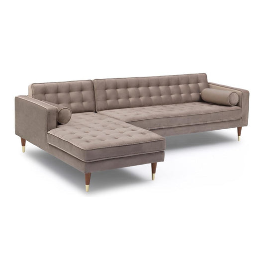 Armen Living - Somerset Taupe Velvet Mid Century Modern Right Sectional Sofa - LCSMSETAU veiw 2