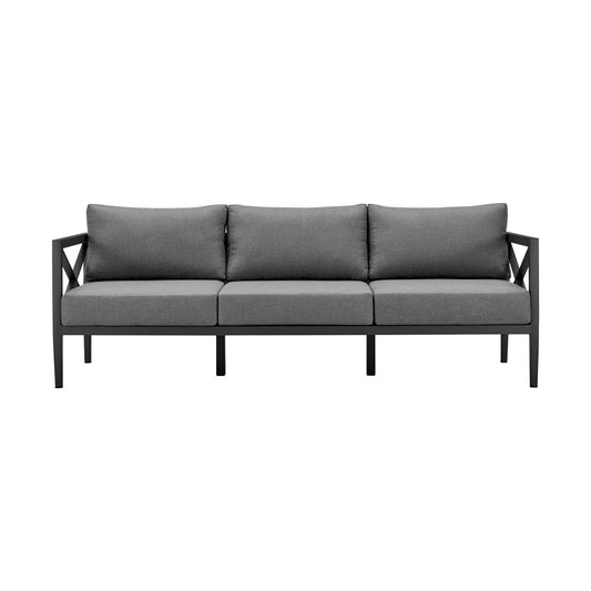 Armen Living - Sonoma Outdoor 4 piece Set in Dark Grey Finish and Dark Grey Cushions - SETODSODKGR veiw 2