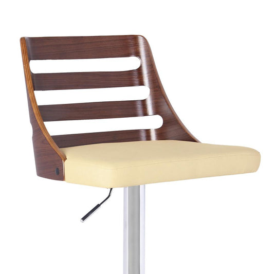 Armen Living - Storm Barstool in Chrome finish with Walnut wood and Cream Faux Leather - LCSTBAWACR veiw 2
