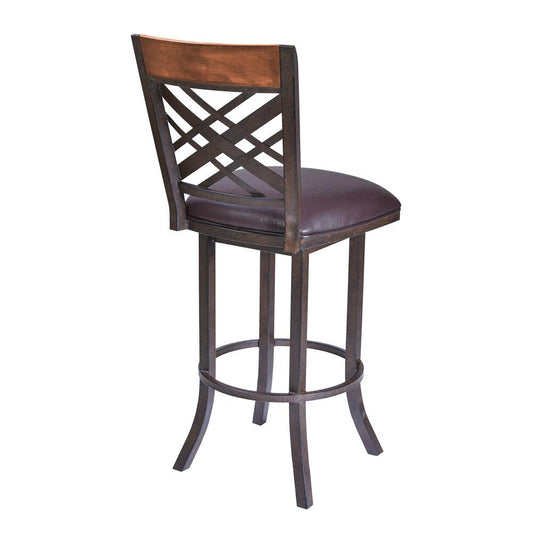 Armen Living - Tahiti 30in Barstool in Auburn Bay finish with Brown Pu upholstery - LCTA30BABR veiw 2