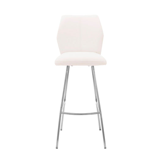 Armen Living - Tandy White Faux Leather and Brushed Stainless Steel 26in Counter Stool - LCTNBABSWH26 veiw 2