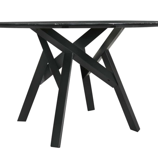 Armen Living - Venus 54in Round Mid-Century Modern Black Marble Dining Table with Black Wood Legs - LCVEDIBLK veiw 2