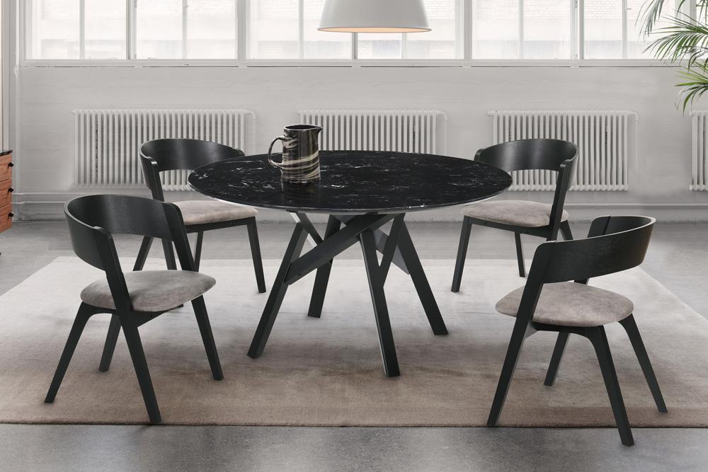Armen Living - Venus and Jackie 5 Piece Black Marble Round Dining Set - SETVEDIBLK5E veiw 8