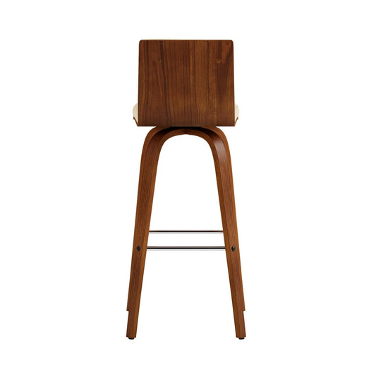 Armen Living - Vienna 30in Bar Height Swivel Cream Faux Leather and Walnut Wood Bar Stool - LCVIBACRWA30 veiw 2