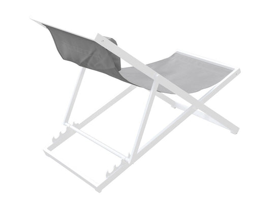 Armen Living - Wave Outdoor Patio Aluminum Deck Chair in White Powder Coated Finish with Grey Sling Textilene - LCWALOWH veiw 2