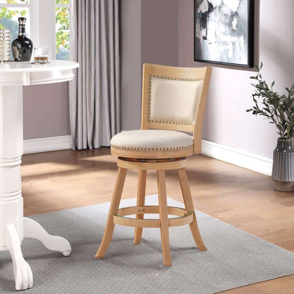 Boraam - 24in Melrose Counter Stool in White-Wash Wire-Brush And Ivory - 76624 veiw 6