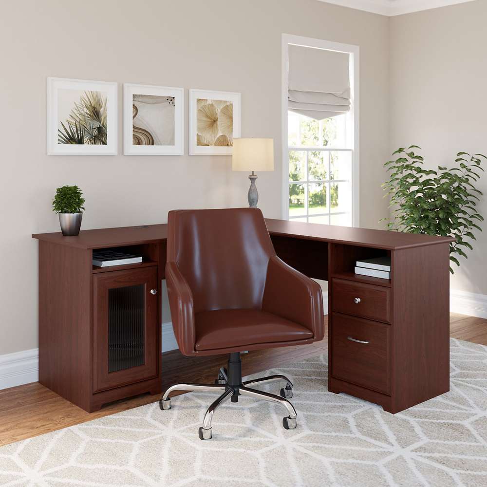 Bush Furniture - Cabot 60W L Shaped Computer Desk in Harvest Cherry - WC31430K veiw 8