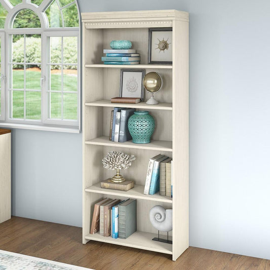 Bush Furniture - Fairview 5 Shelf Bookcase in Antique White - WC53265-03 veiw 2