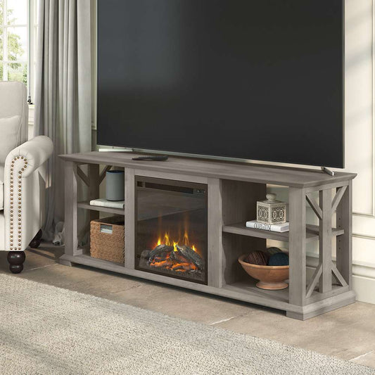 Bush Furniture - Homestead 60W TV Stand w Electric Fireplace Insert in Driftwood Gray - HOT003DG veiw 2