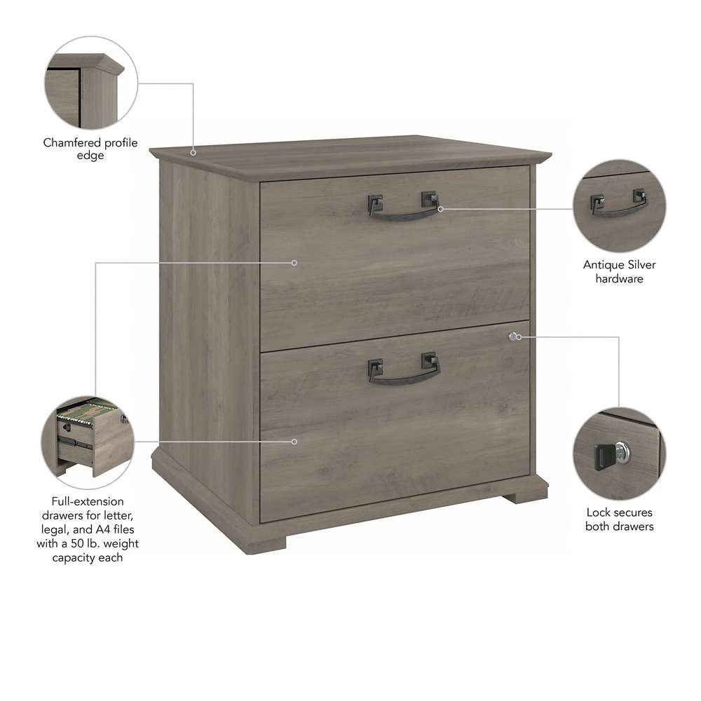 Bush Furniture - Homestead Lateral File in Driftwood Gray - HOF129DG-03 veiw 6