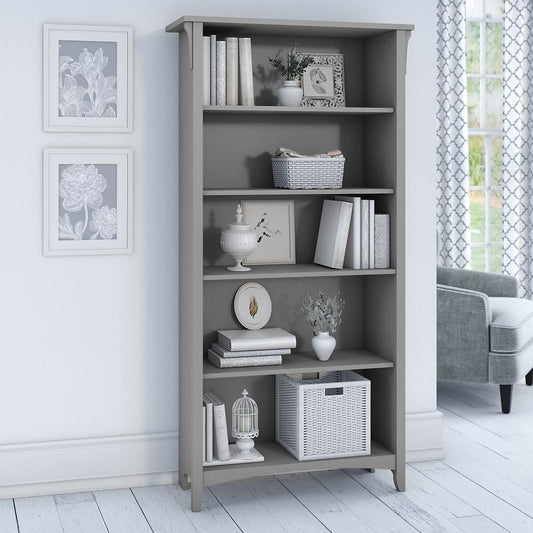 Bush Furniture - Salinas 5 Shelf Bookcase in Cape Cod Gray - SAB132CG-03 veiw 2