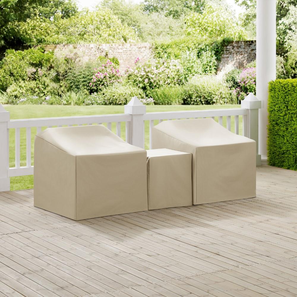 Crosley Furniture - 3 Piece Furniture Cover Set Tan - Two Arm Chairs, End Table - MO75008-TA veiw 4