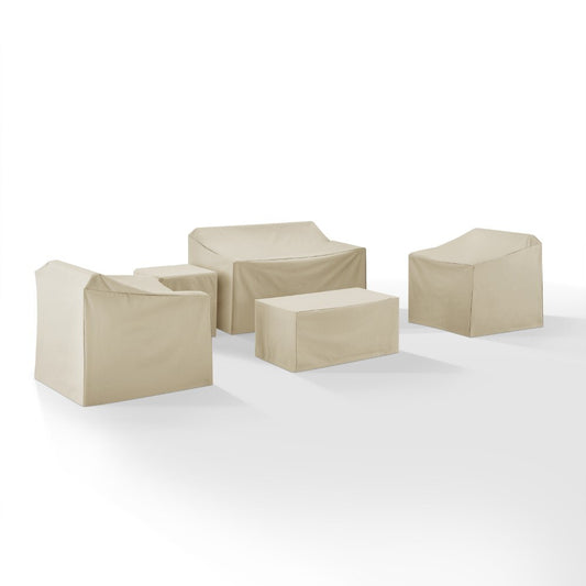 Crosley Furniture - 5 Piece Furniture Cover Set Tan - Loveseat, Two Arm Chairs, End Table, Rectangle Table - MO75007-TA veiw 2