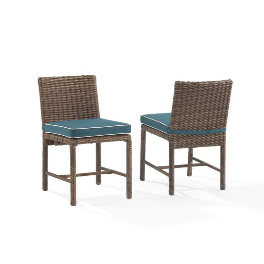 Crosley Furniture - Bradenton 2Pc Outdoor Wicker Dining Chair Set Navy/Weathered Brown - 2 Dining Chairs - KO70421WB-NV veiw 2
