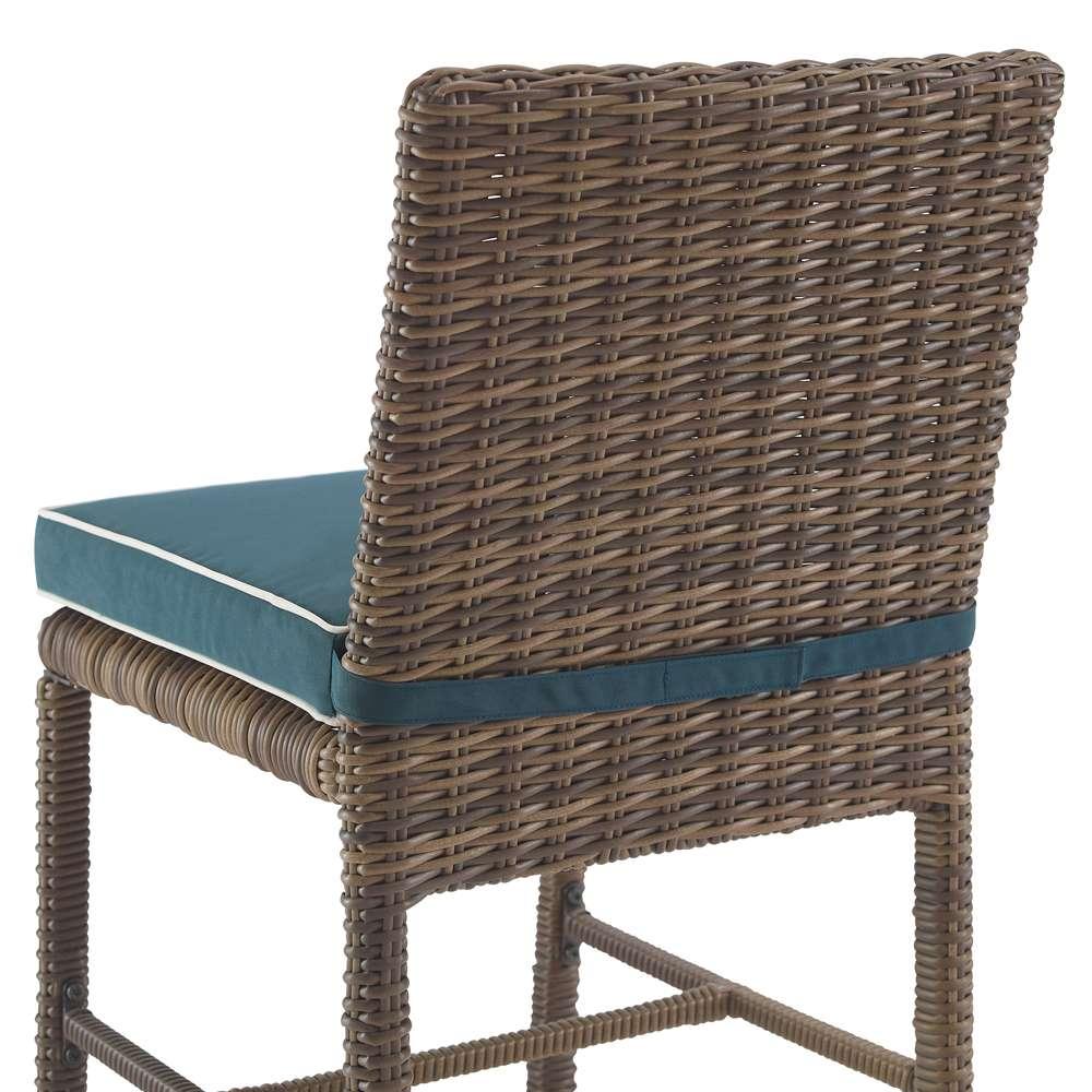 Crosley Furniture - Bradenton 2Pc Outdoor Wicker Dining Chair Set Navy/Weathered Brown - 2 Dining Chairs - KO70421WB-NV veiw 5
