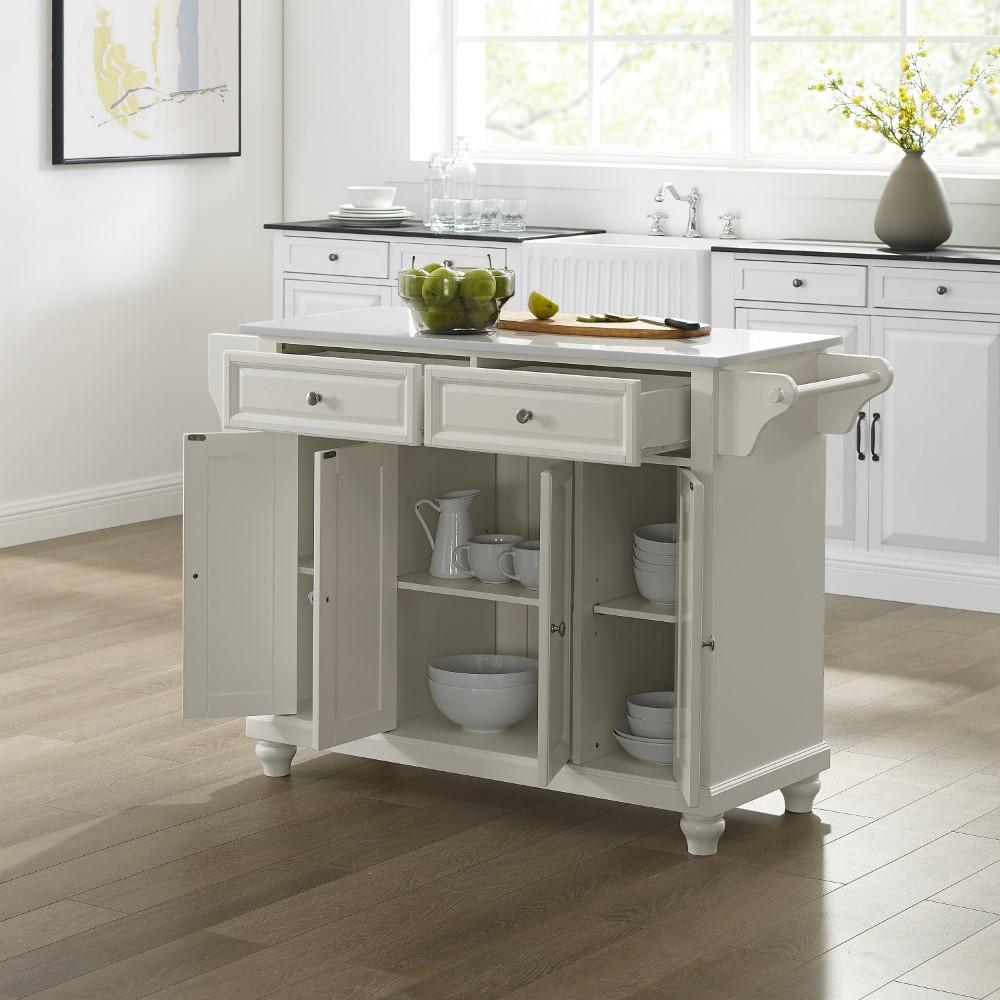 Crosley Furniture - Cambridge Granite Top Full Size Kitchen Island/Cart White/White - KF30005DWH veiw 9
