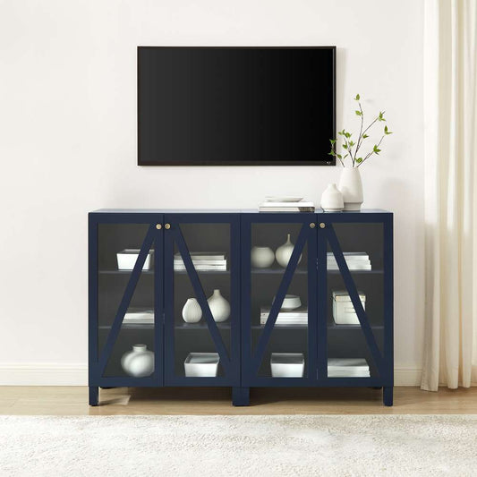 Crosley Furniture Cassai 2Pc Media Storage Cabinet Set White - 2 Storage Pantries - KF13133WH veiw 2