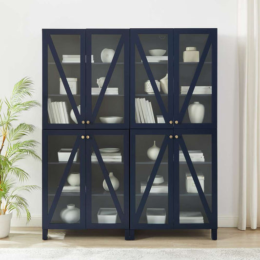 Crosley Furniture Cassai 2Pc Storage Pantry Set Navy - 2 Tall Pantries - KF33027NV veiw 2