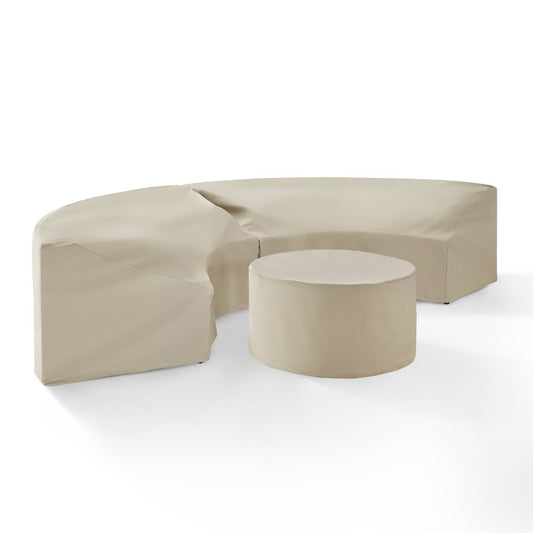 Crosley Furniture - Catalina 3 Piece Furniture Cover Set Tan - 2 Round Sectional Sofas And Coffee Table - MO75015-TA veiw 2