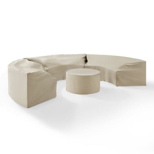Crosley Furniture - Catalina 4 Piece Furniture Cover Set Tan - 3 Round Sectional Sofas And Coffee Table - MO75016-TA veiw 2