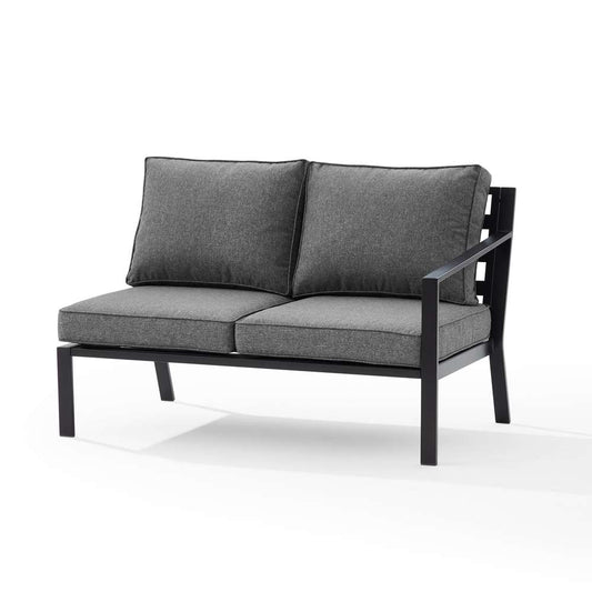 Crosley Furniture - Clark Outdoor Metal Sectional Right Side Loveseat Charcoal/Matte Black - KO70371MB-CL veiw 2