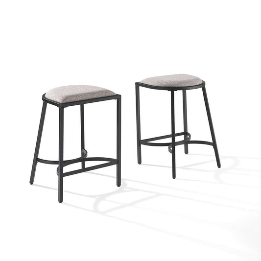Crosley Furniture - Ellery 2Pc Counter Stool Set Gray/Matte Black - 2 Stools - CF502624MB-GY veiw 2