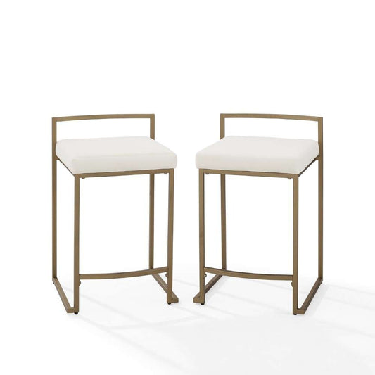 Crosley Furniture - Harlowe 2Pc Counter Stool Set Creme/ Gold (Set of 2) - CF501924-CR veiw 2