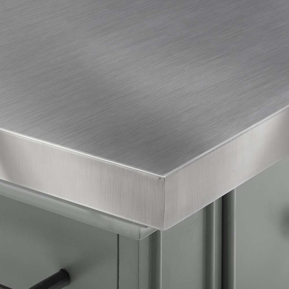 Crosley Furniture - Julia Stainless Steel Top Island W/X-Back Stools Gray/Gray - Island & 2 Stools - KF30064GY-GY veiw 5