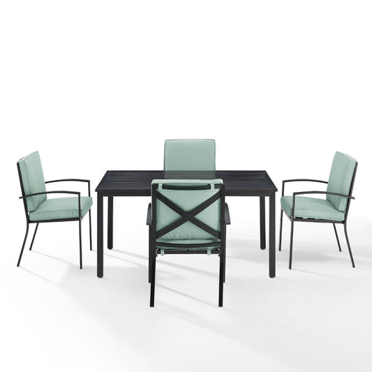 Crosley Furniture - Kaplan 5 Piece Outdoor Dining Set Mist/Oil Rubbed Bronze - Table & 4 Chairs - KO60019BZ-MI veiw 2